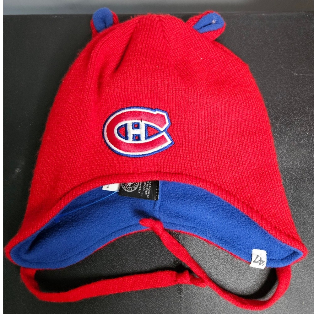 '47 Brand Montreal Canadiens Beanie Toddler Red NHL Hockey Fleece Trapper Hat